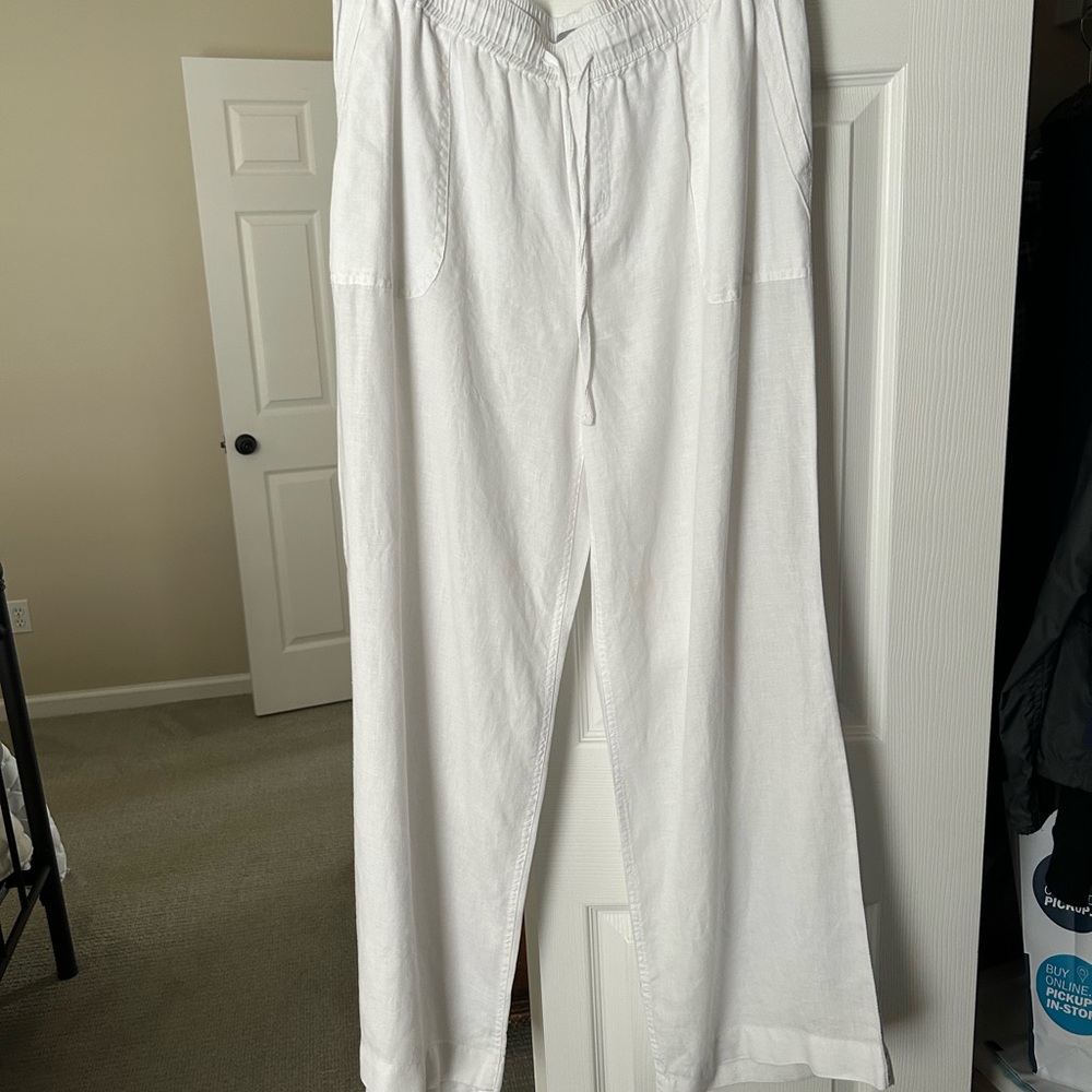 White Linen pants size L
